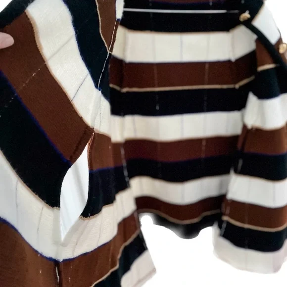 Vintage Plaid Stripe Button Down Knit Cape/Poncho - Picture 7 of 11